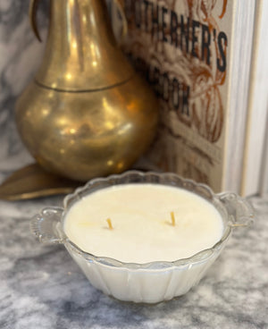 Small Scalloped Glass Vintage Vessel Candle